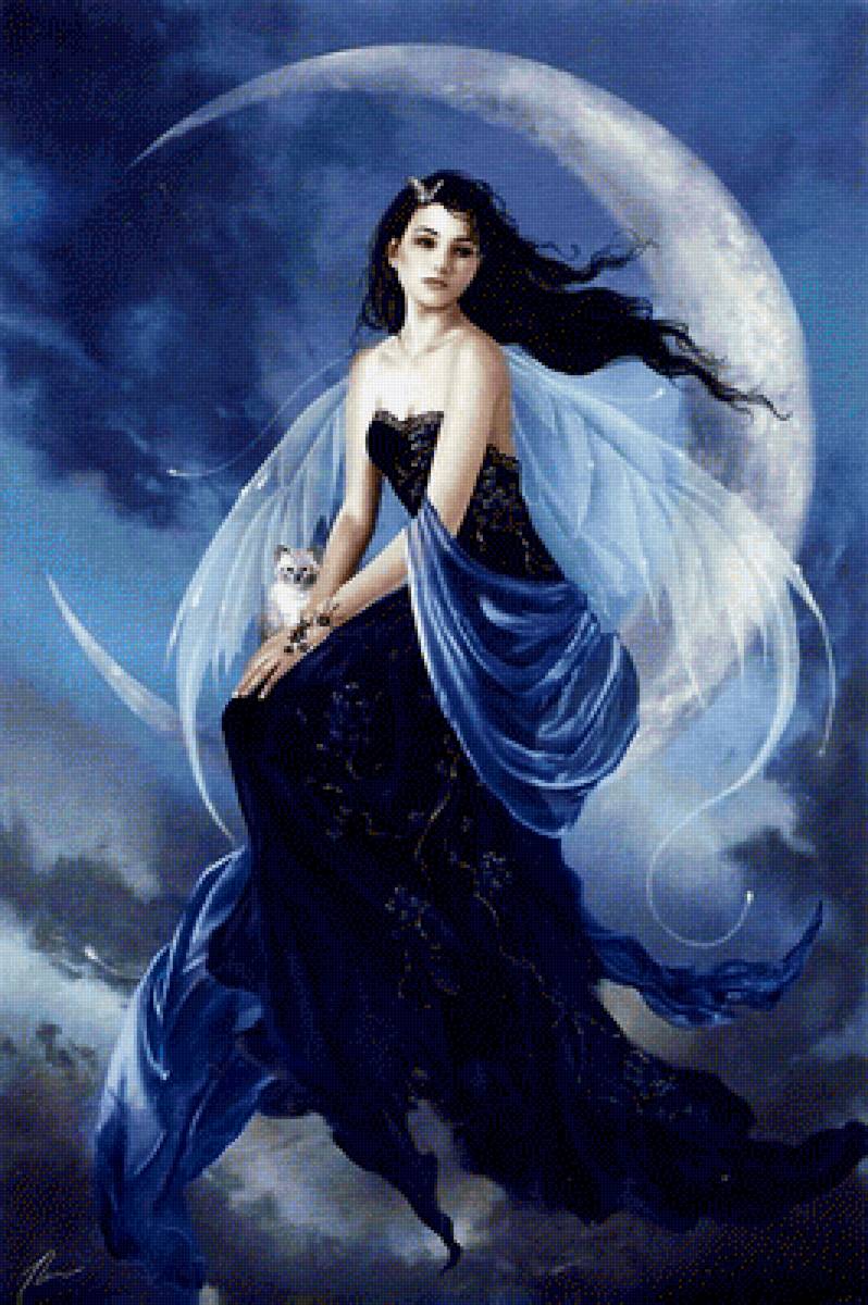 художник nene thomas33 - фэнтази, девушка, луна, женщина, фея - предпросмотр