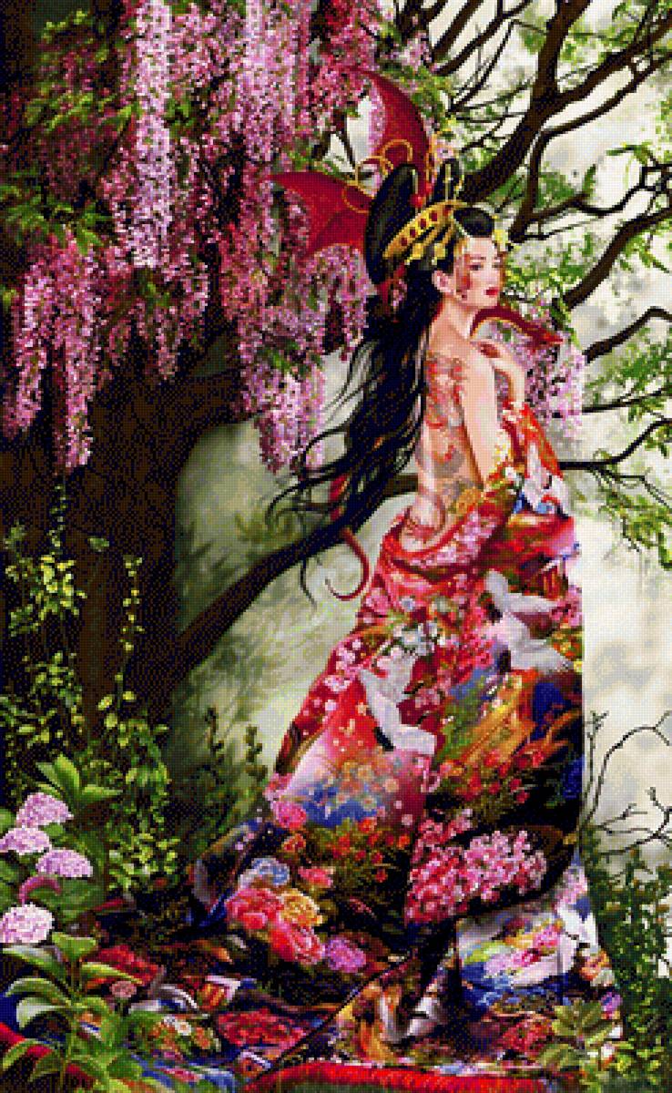 художник nene thomas41 - китаянка, дракон, фэнтази, дама, женщина, девушка - предпросмотр