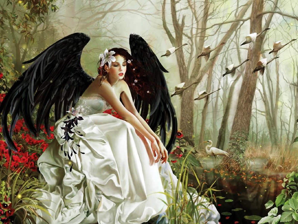 художник nene thomas50 - девушка, женщина, ангел, фэнтази - оригинал