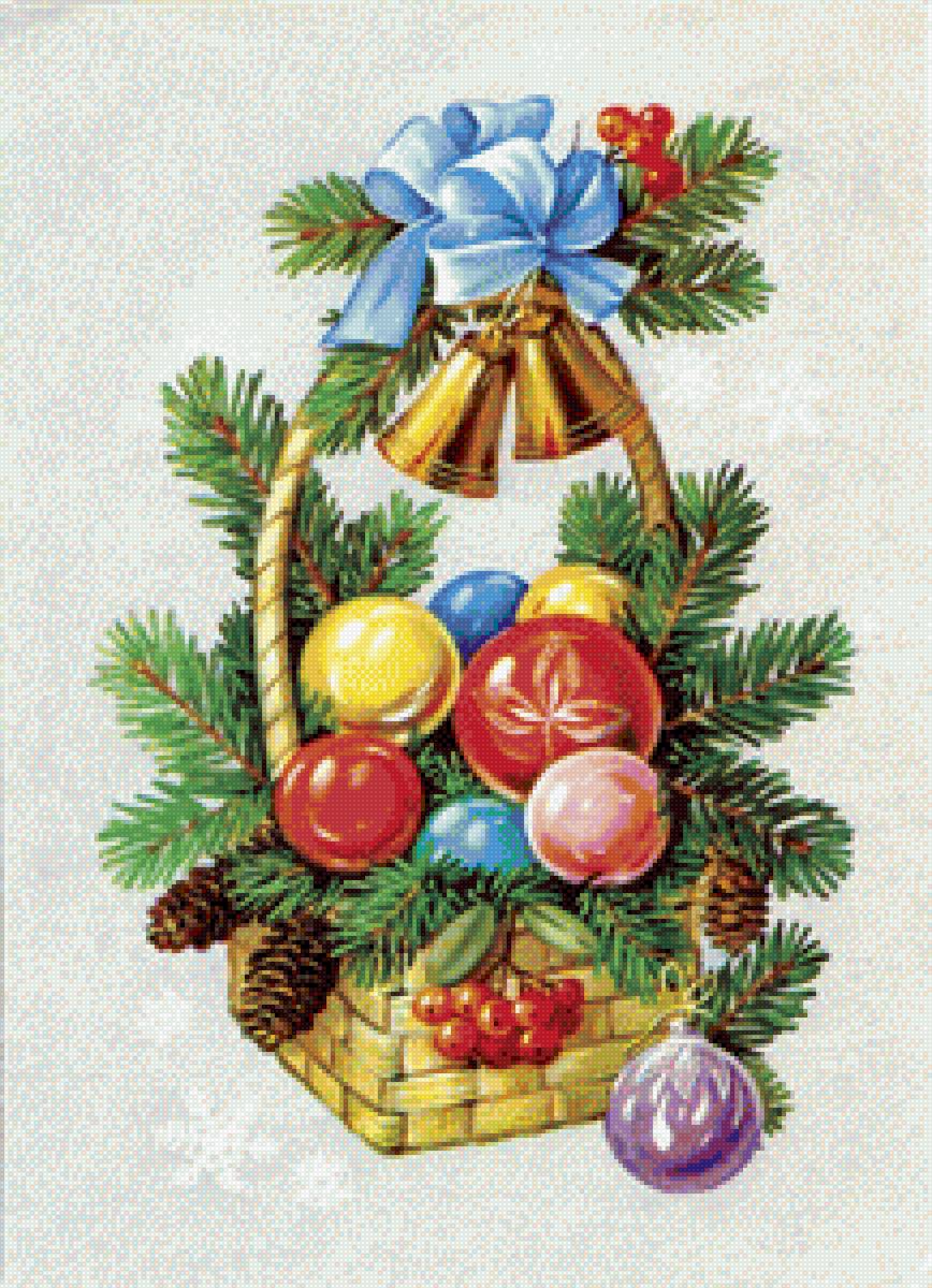 новый год, корзинка - шары, новый год, корзина - предпросмотр