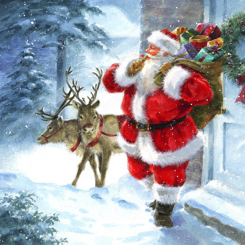 санта и олени - дед мороз, санта, олени, новый год - оригинал