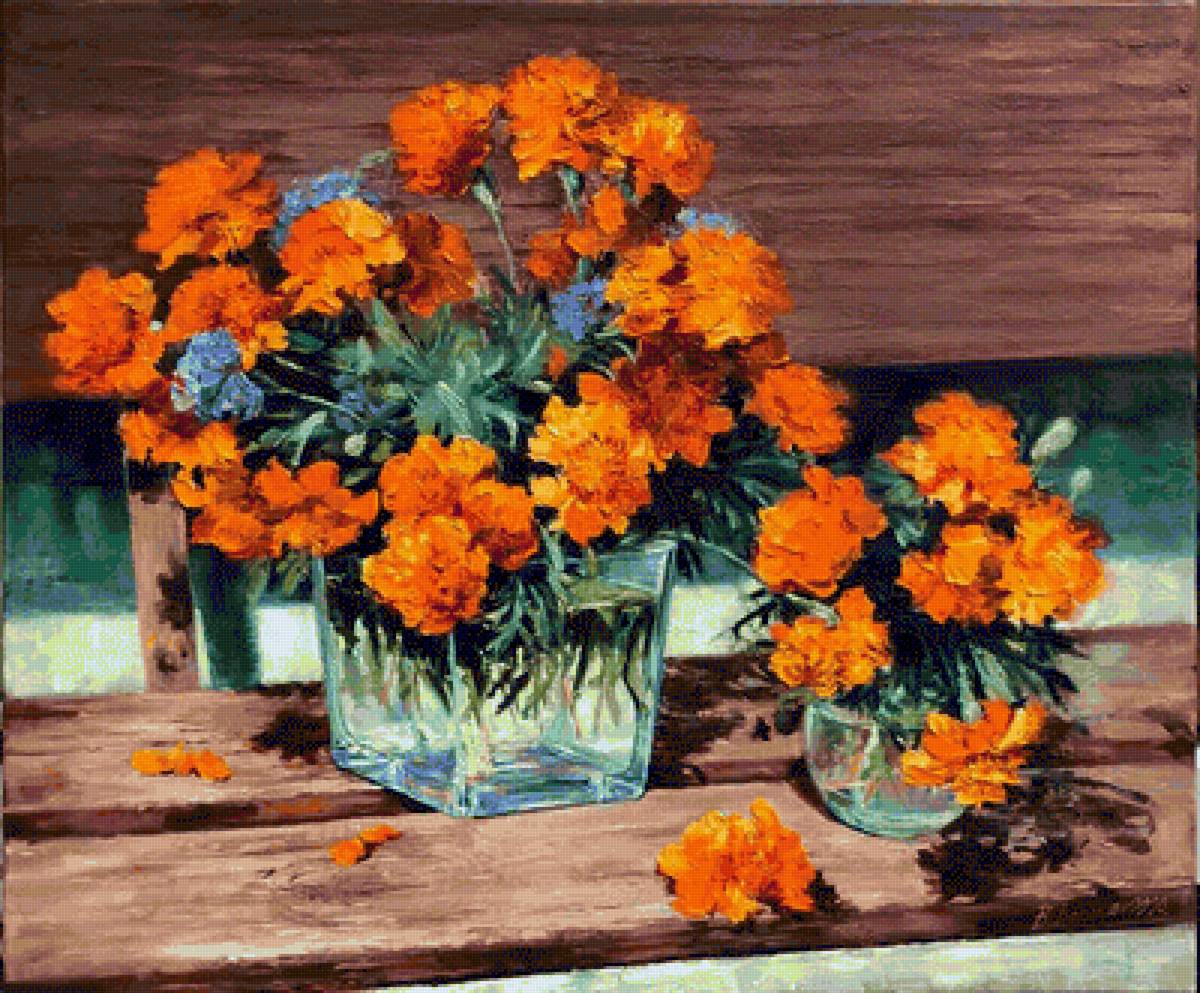 чорнобривці - квіти, букет - предпросмотр