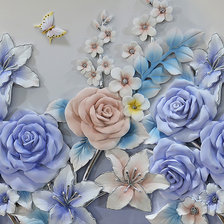 Схема вышивки «Панно "Цветы с бабочками"»