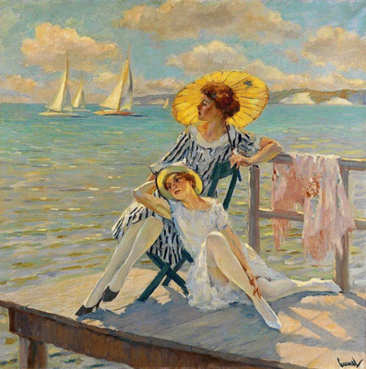 Американские красотки - эдвард кукуэль, женщины, природа, художник-импрессионист - предпросмотр