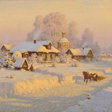 Оригинал схемы вышивки «Зима в деревне» (№2170717)