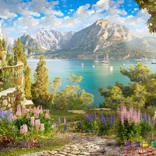 Схема вышивки «Залив и горы»