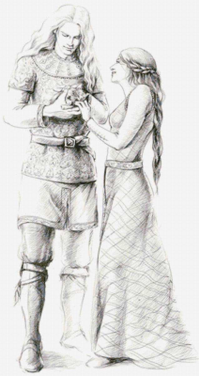 Пара с котенком - мужчина, девушка, кошка, фэнтези - предпросмотр