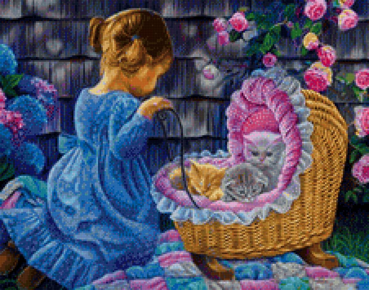 Маленькая мама - котята, дети, девочка - предпросмотр