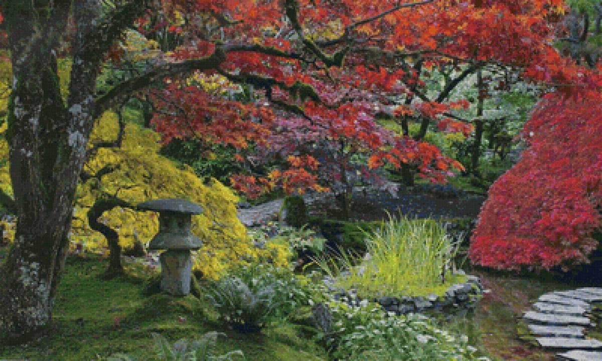 Сады Бутчартов, Британская Колумбия, Канада - кусты, осень, деревья, садовая скульптура, сад - предпросмотр