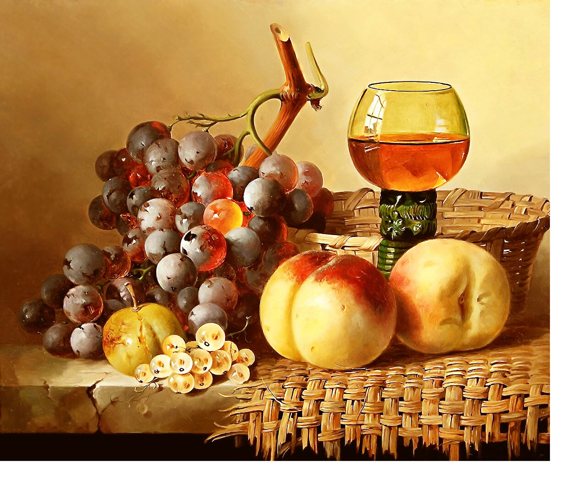Серия "Натюрморты". - вино, виноград, фрукты, натюрморт - оригинал