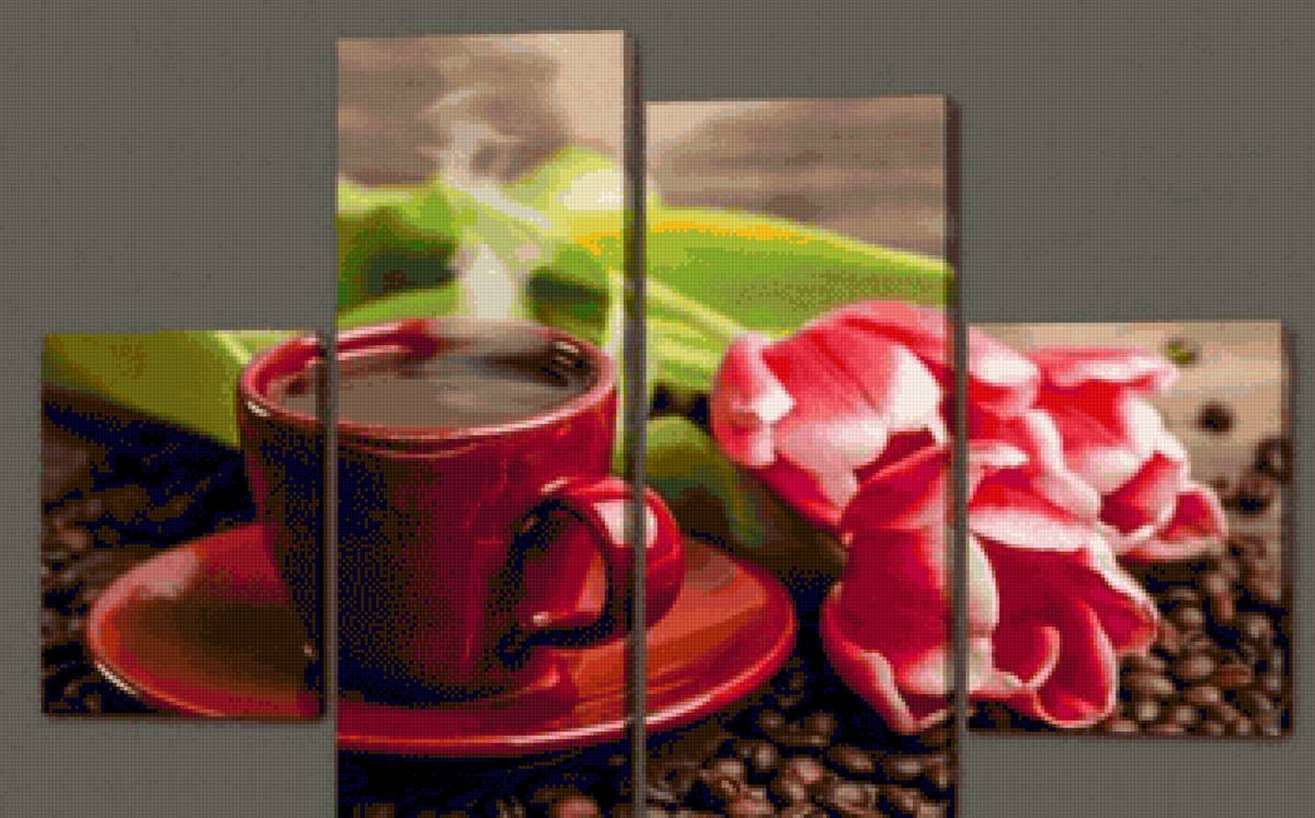 №2172388 - чашка, модульная, цветы, тюльпаны, кофе - предпросмотр