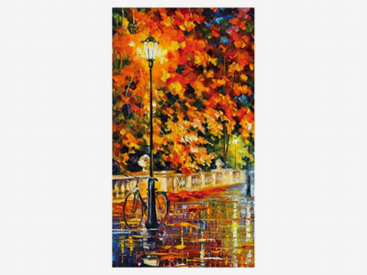 После дождя - велосипед, осень, афремов, вечер, дождь, фонарь - предпросмотр