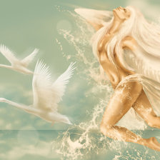 Схема вышивки «Девушка-лебедь (фэнтези)»