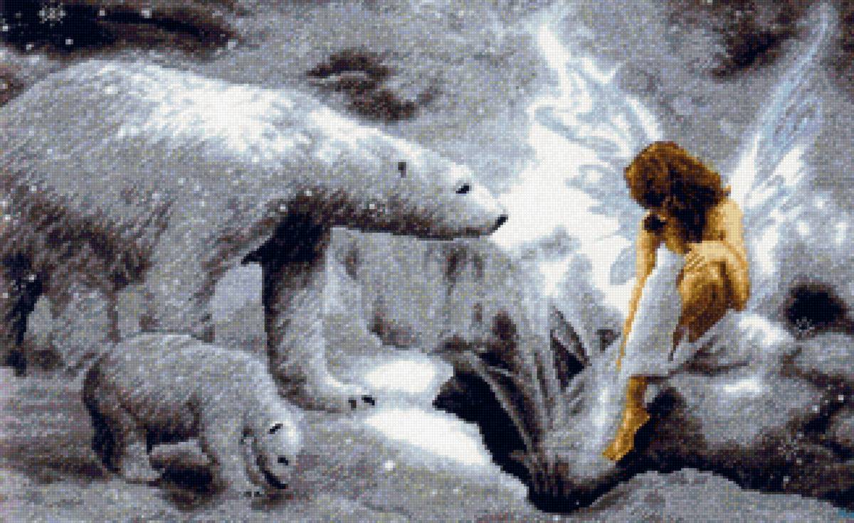 Владыки севера - белые медведи, снег, фея - предпросмотр