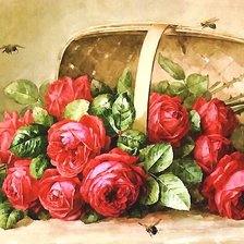 Схема вышивки «розы в корзине»