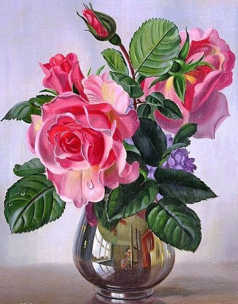 Розовый букет - розы, букет, цветы, натюрморт - оригинал