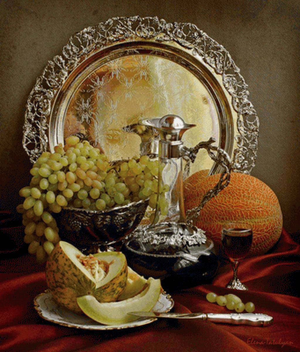 Лето - лето, виноград, натюрморт, дыня, ваза - предпросмотр