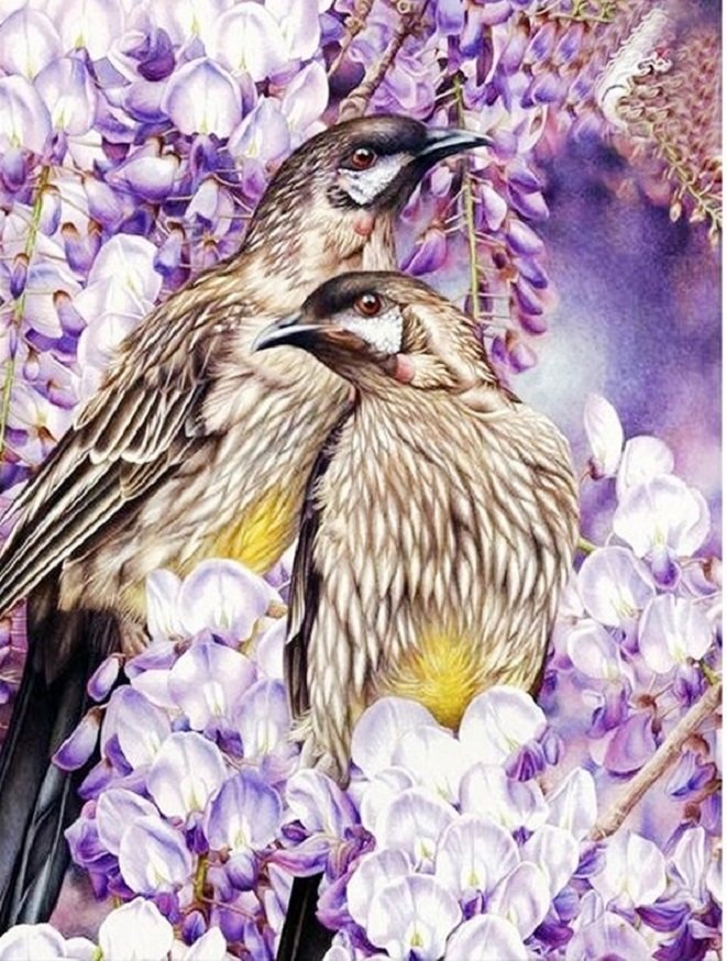 Pássaros nas flores - flores .pássaros - оригинал
