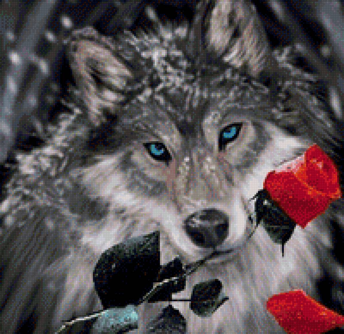 Волк и роза - волк, животные - предпросмотр