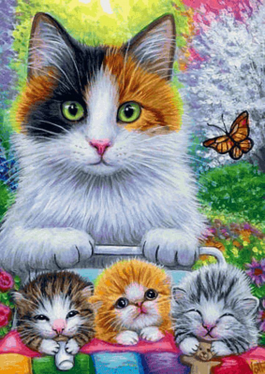 familha de gatos - animais. - предпросмотр