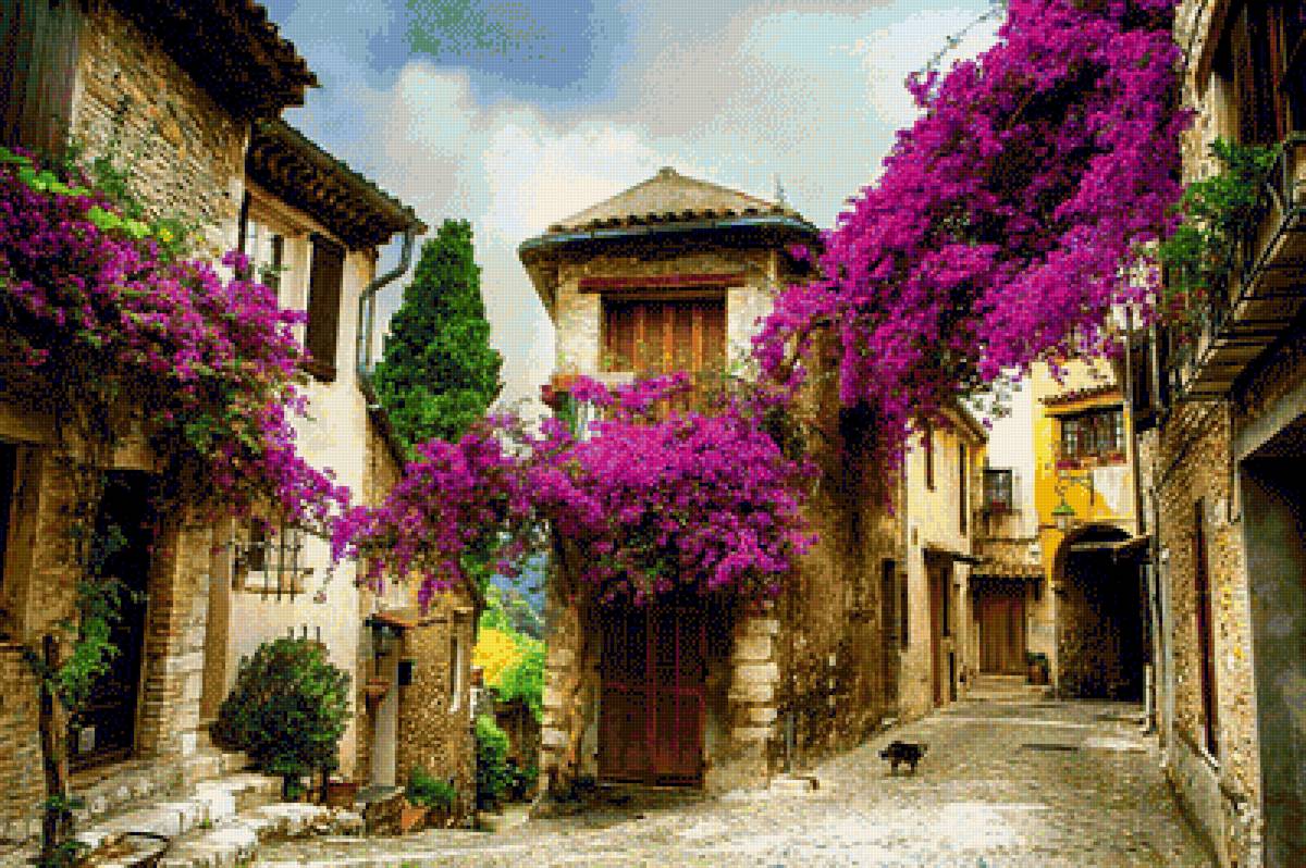 Улица в цветах - пейзаж, город, италия, цветы - предпросмотр