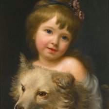 NATHANIEL HONE, Портрет Мисс Джулия Меткалф с собакой