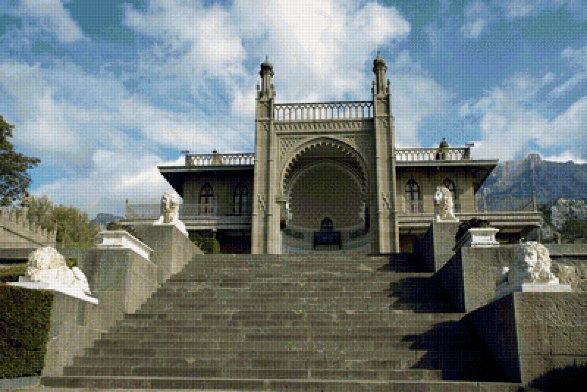Львиная лестница Воронцовского дворца в Крыму - скульптура, львы, лестница, дворец - предпросмотр