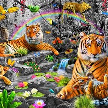 Схема вышивки «тигры на природе»