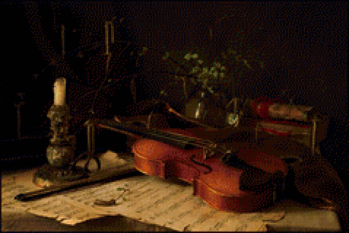 Скрипка - скрипка, ноты, свеча - предпросмотр