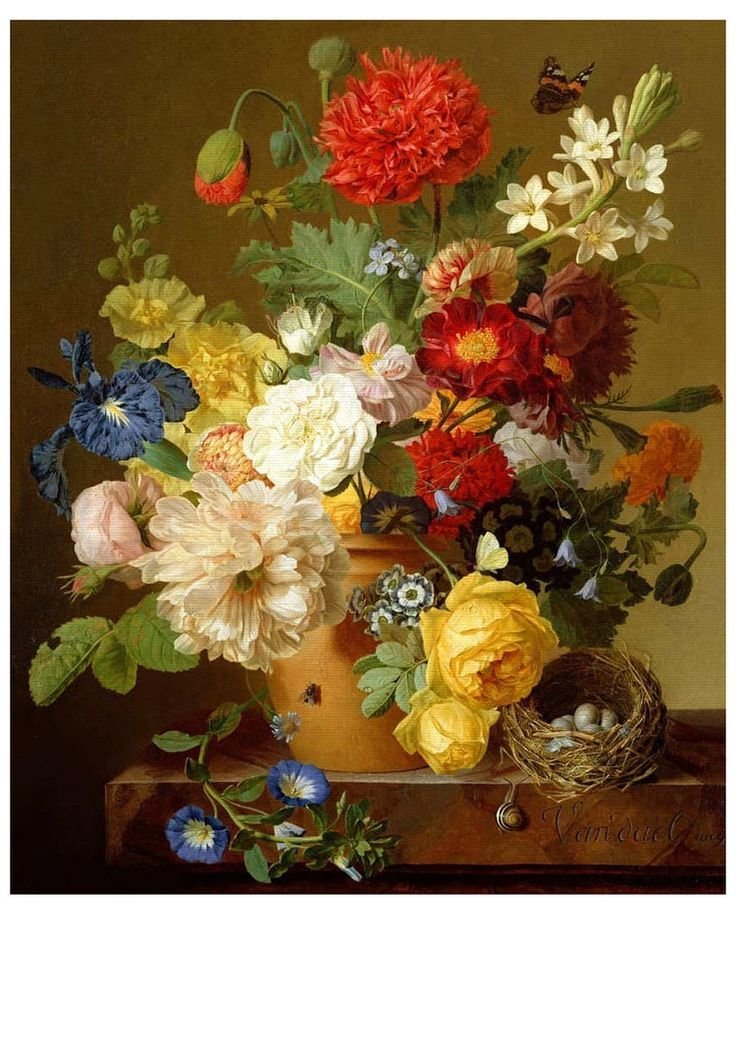 Букет для адмирала - ирисы, розы, бабочки, маки, цветы - оригинал