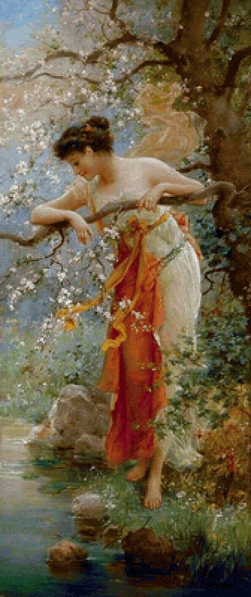 Hans Zatzka. Весна - живопись, 19 век, девушка, портрет - предпросмотр