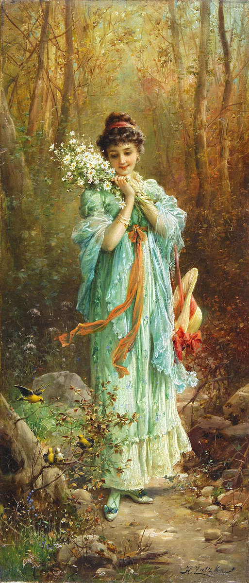 Hans Zatzka. В лесу - живопись, девушка, 19 век, портрет - оригинал