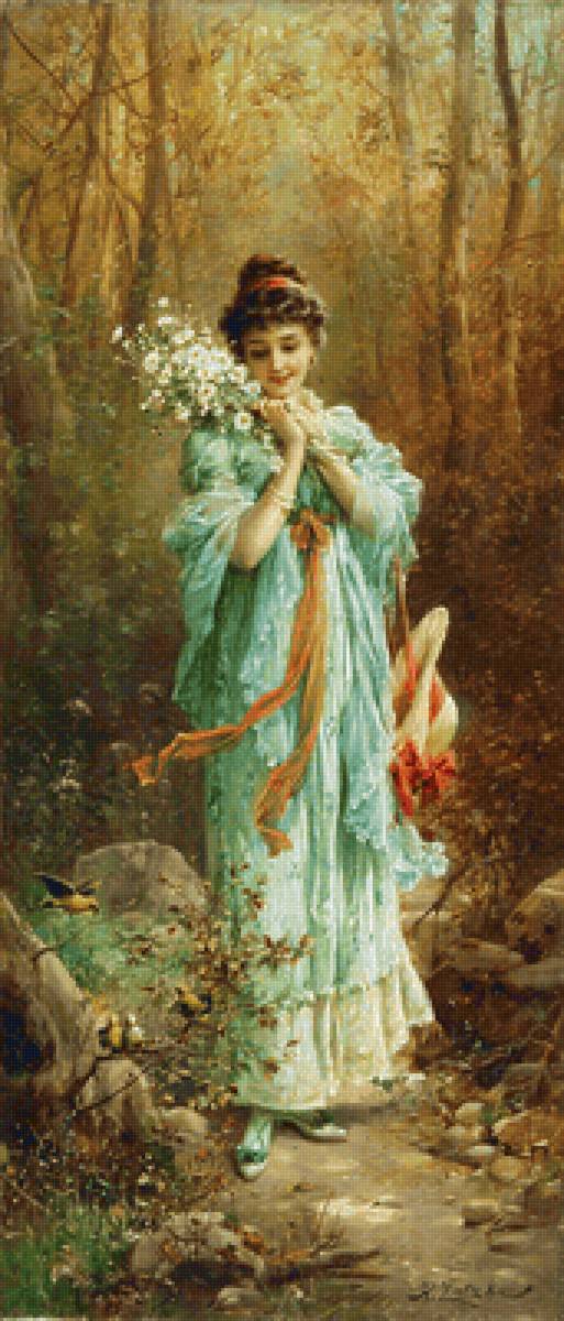 Hans Zatzka. В лесу - 19 век, портрет, живопись, девушка - предпросмотр