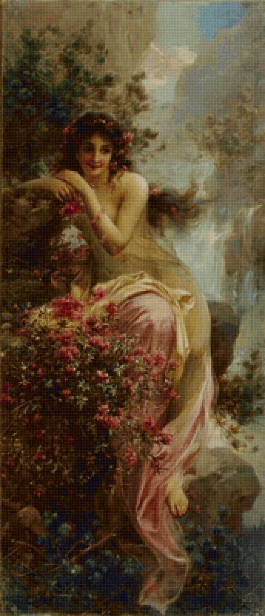 Hans Zatzka. Лето - девушка, живопись, 19 век, портрет - предпросмотр