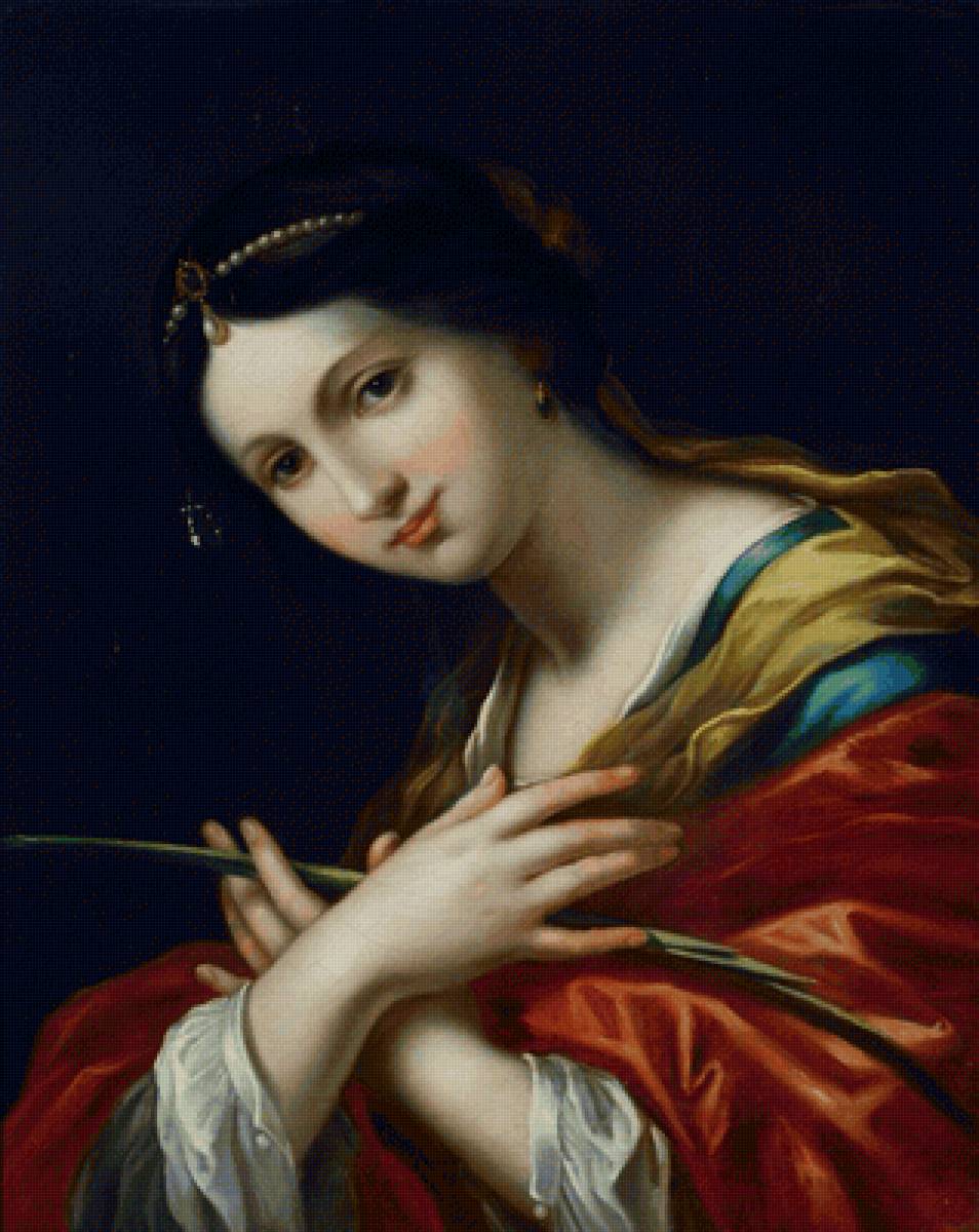 Санта Мартир. ЭМИЛИАНСКАЯ ШКОЛА. 17 век - 17 век, девушка, портрет, живопись - предпросмотр