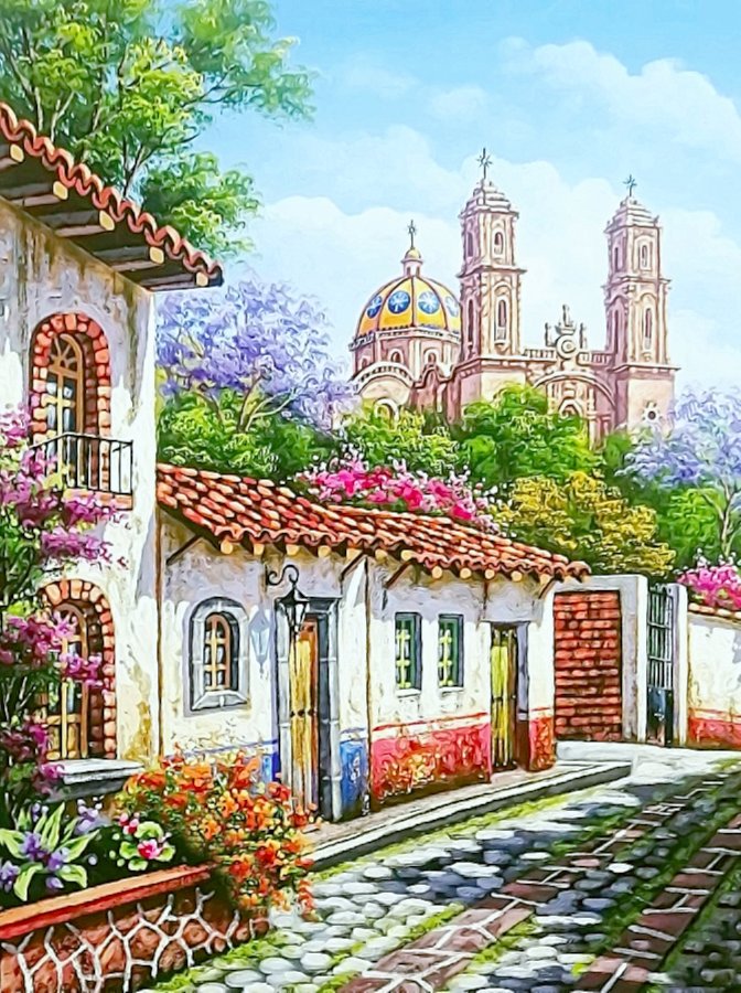 №2179605 - весна, улочка, домик, храм - оригинал