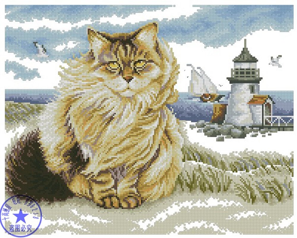 Хозяин маяка - кот, маяк, море, чайки - оригинал