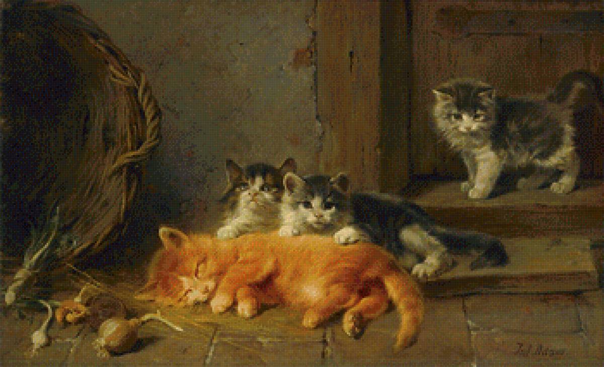 Молодняк - сон, корзина, котята - предпросмотр