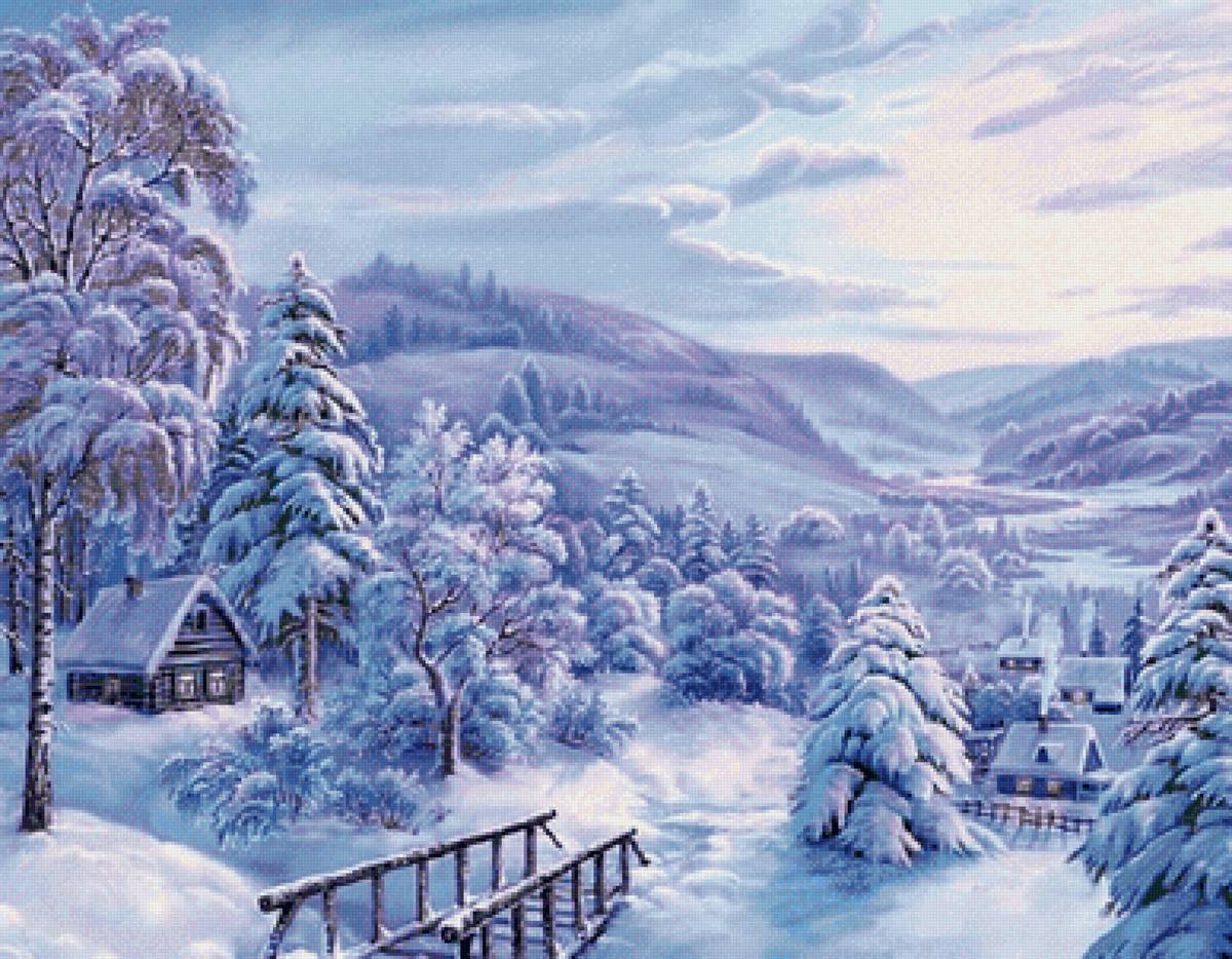 Paisagem. de inverno.na vila. - casas., neve, paisagem - предпросмотр