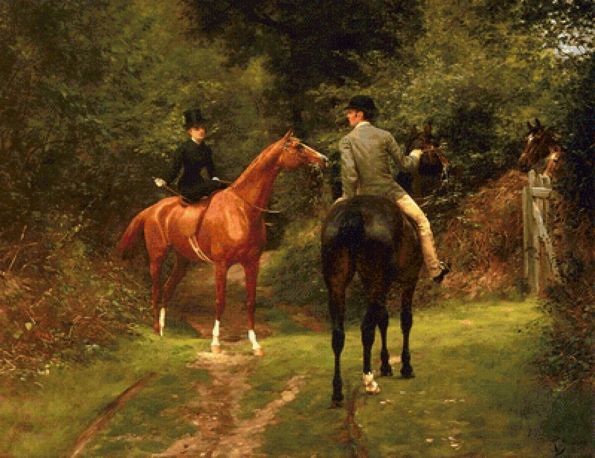 Поговорим... о лошадях - женщина, парк, встреча, лошади, мужчина - предпросмотр