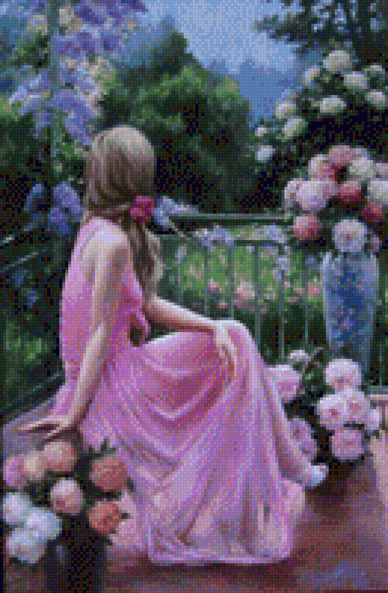 Вечер - девушка вечер цветы - предпросмотр