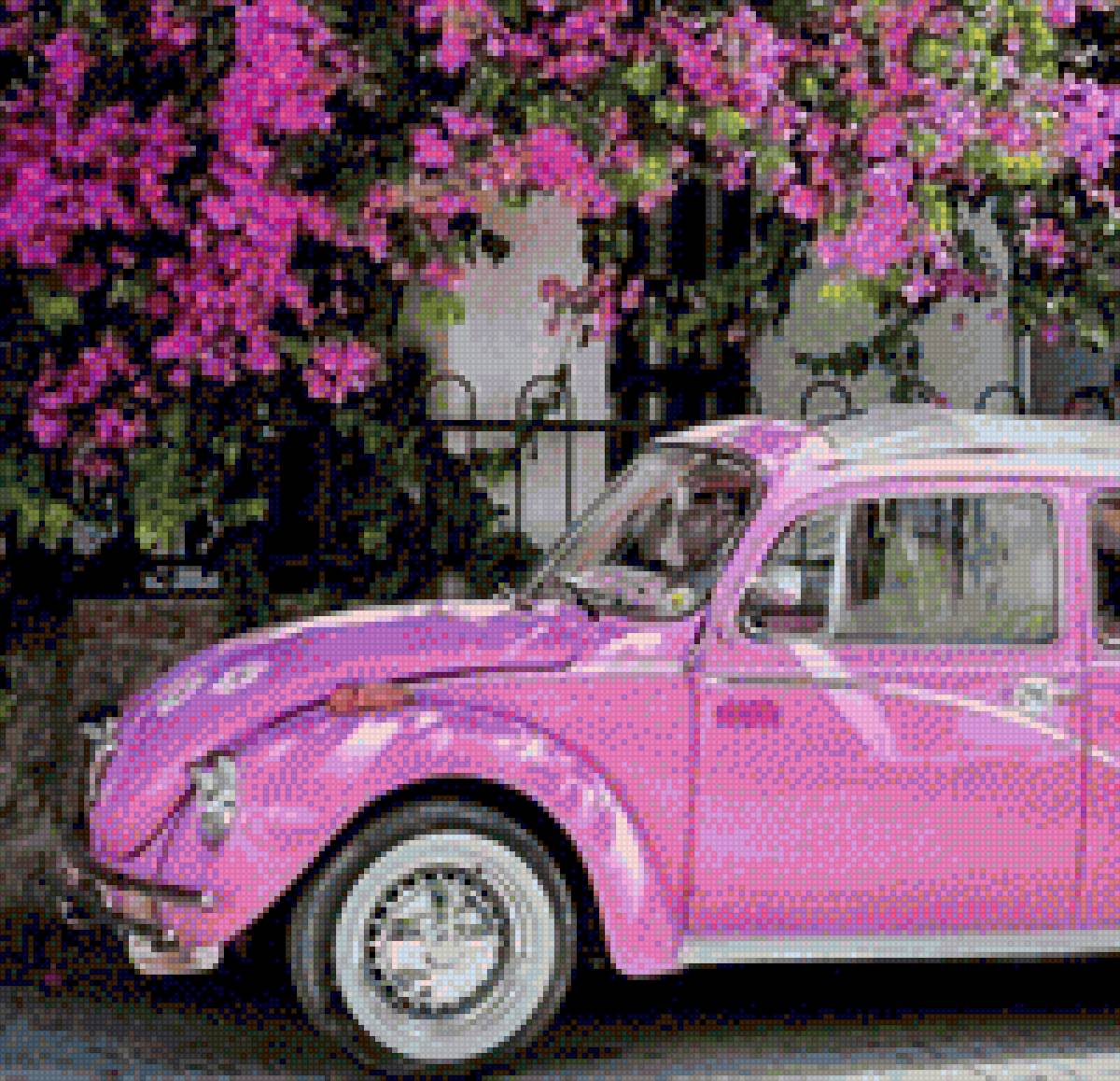 Ретроавтомобиль - машина цветы - предпросмотр