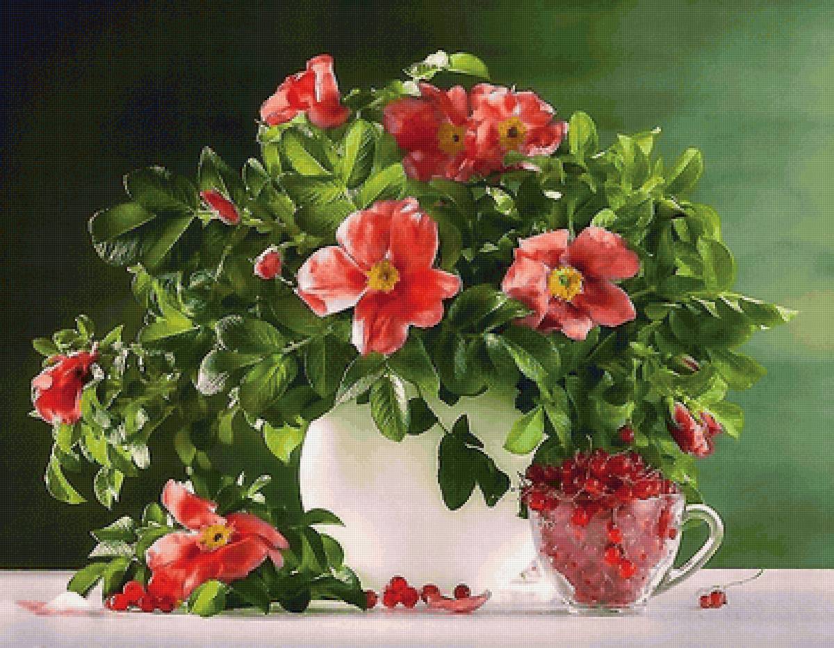 НАТЮРМОРТ - натюрморт, смородина, шиповник - предпросмотр