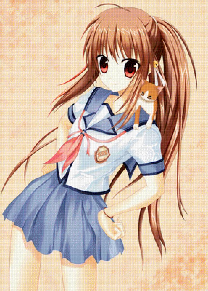 хисако ангельские ритмы - гитаристка, кошка, девочка, ангельские ритмы, аниме - предпросмотр