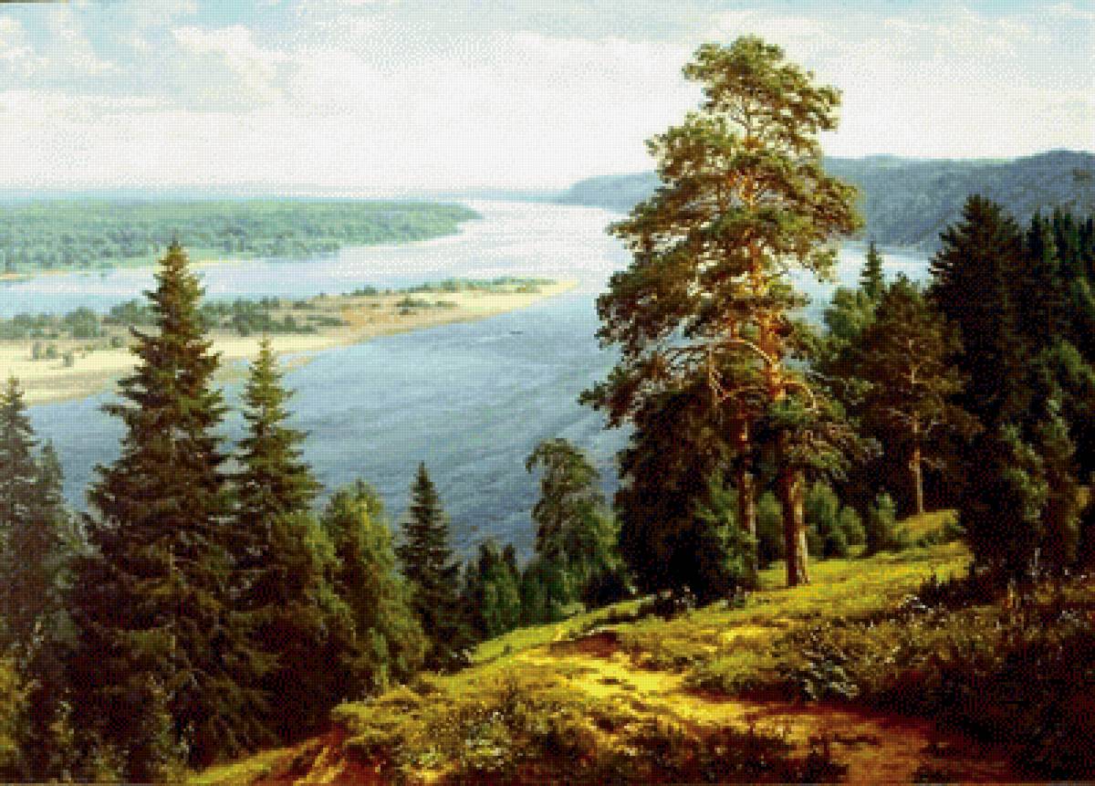 Пейзаж - картина, иллюстрация - предпросмотр