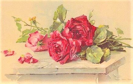 three roses red - птицы, цветы - оригинал