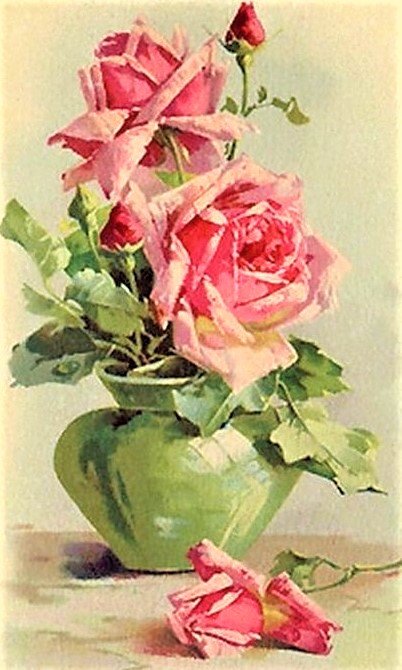 rose in vase - цветы, птицы - оригинал