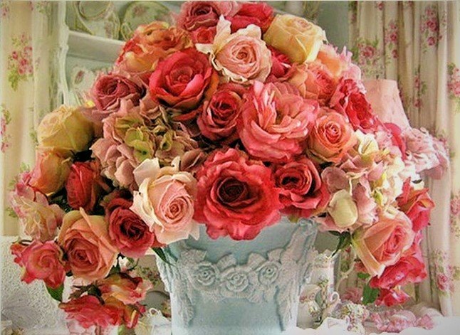 bucket sheby shik - цветы, птицы - оригинал