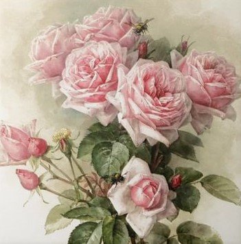 bees and roses - цветы, птицы - оригинал