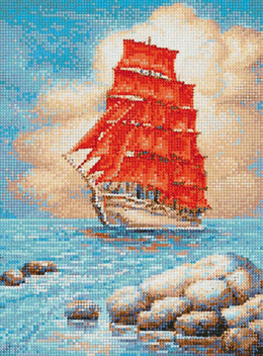 алые паруса на рассвете - парусник, паруса - предпросмотр